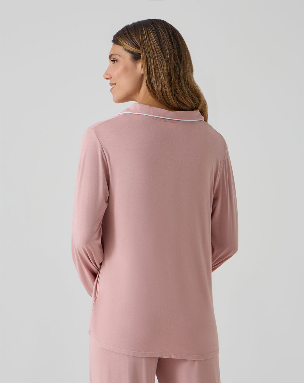 Pigiama due pezzi premaman rosa con taschino