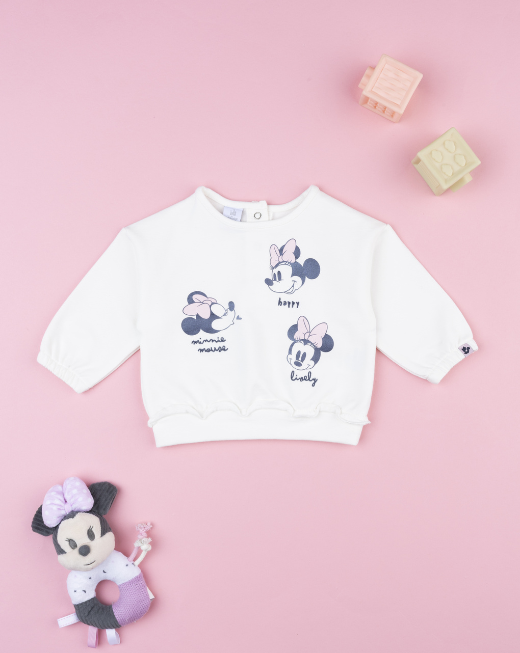 Felpa bianca girocollo bimba minnie