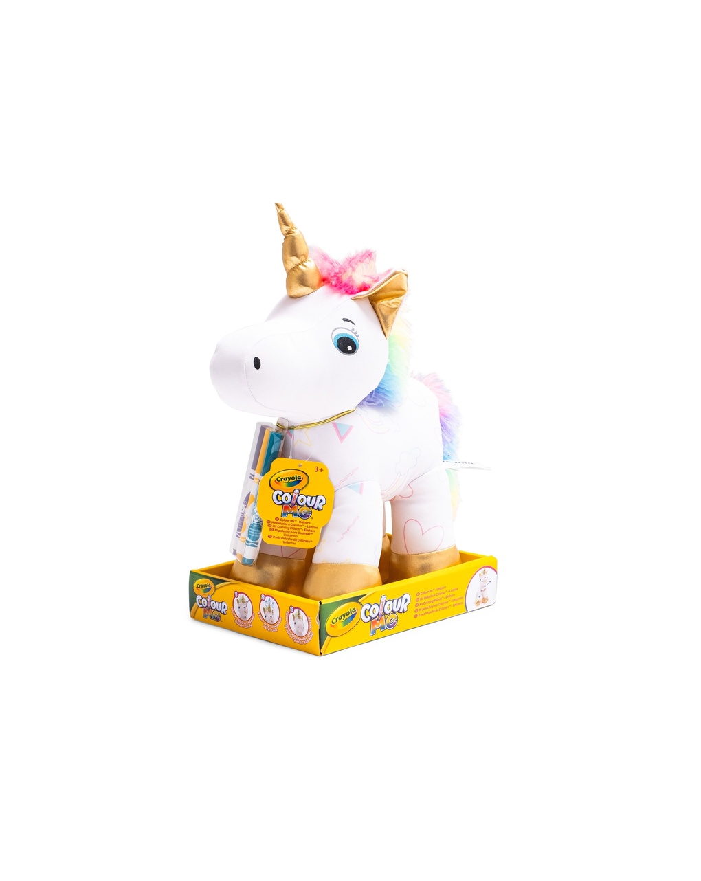 Peluche unicorno colorabile con 3 pennarelli - 25 cm- 3+ - crayola