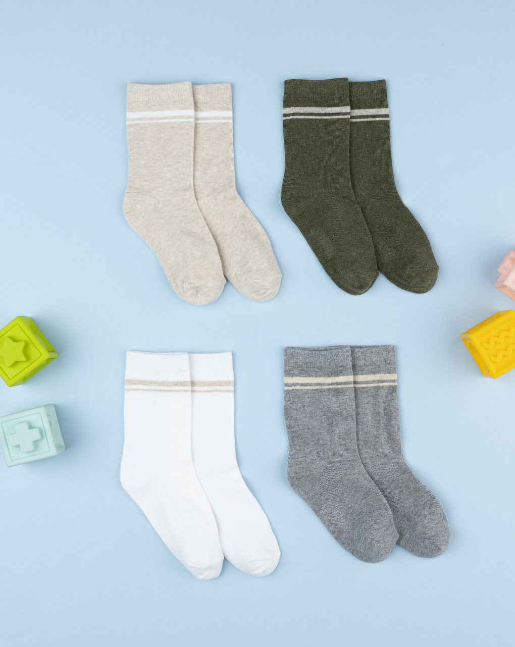 Pack 4 gambaletti bambino riga contrasto