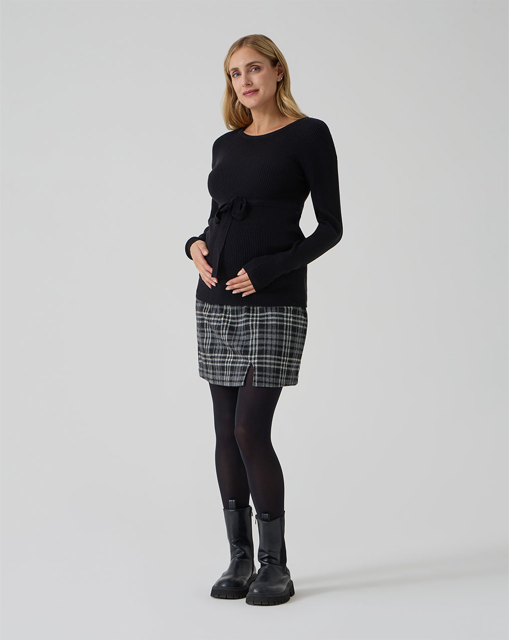 Maglia premaman nera tricot con coulisse