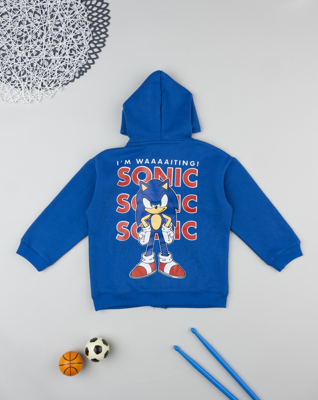 Felpa bambino blu con cappuccio sonic