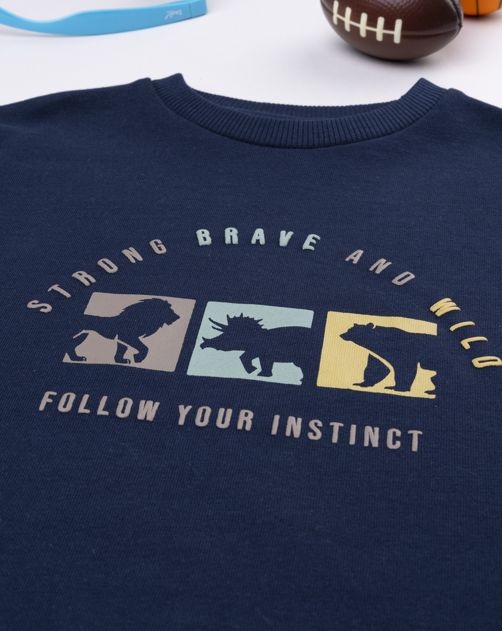 Felpa bimbo blu stampa dinosauri