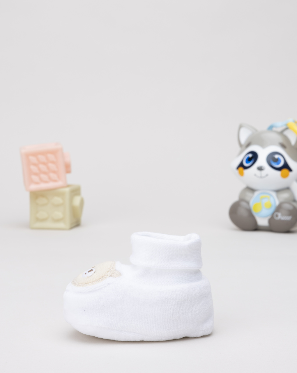 Babbucce neonato bianche patch orso