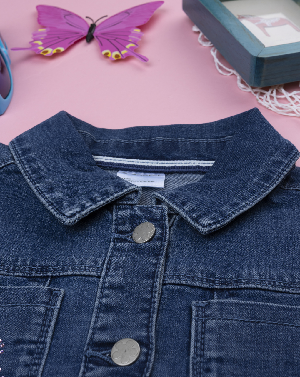 Giubbino denim bimba fiori