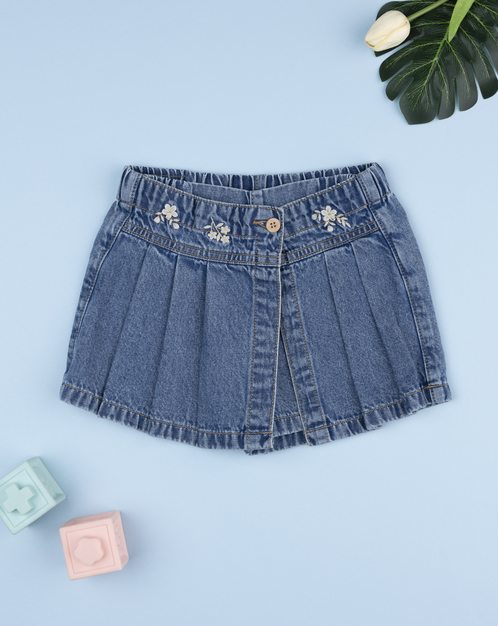 Pantagonna denim bimba fiori