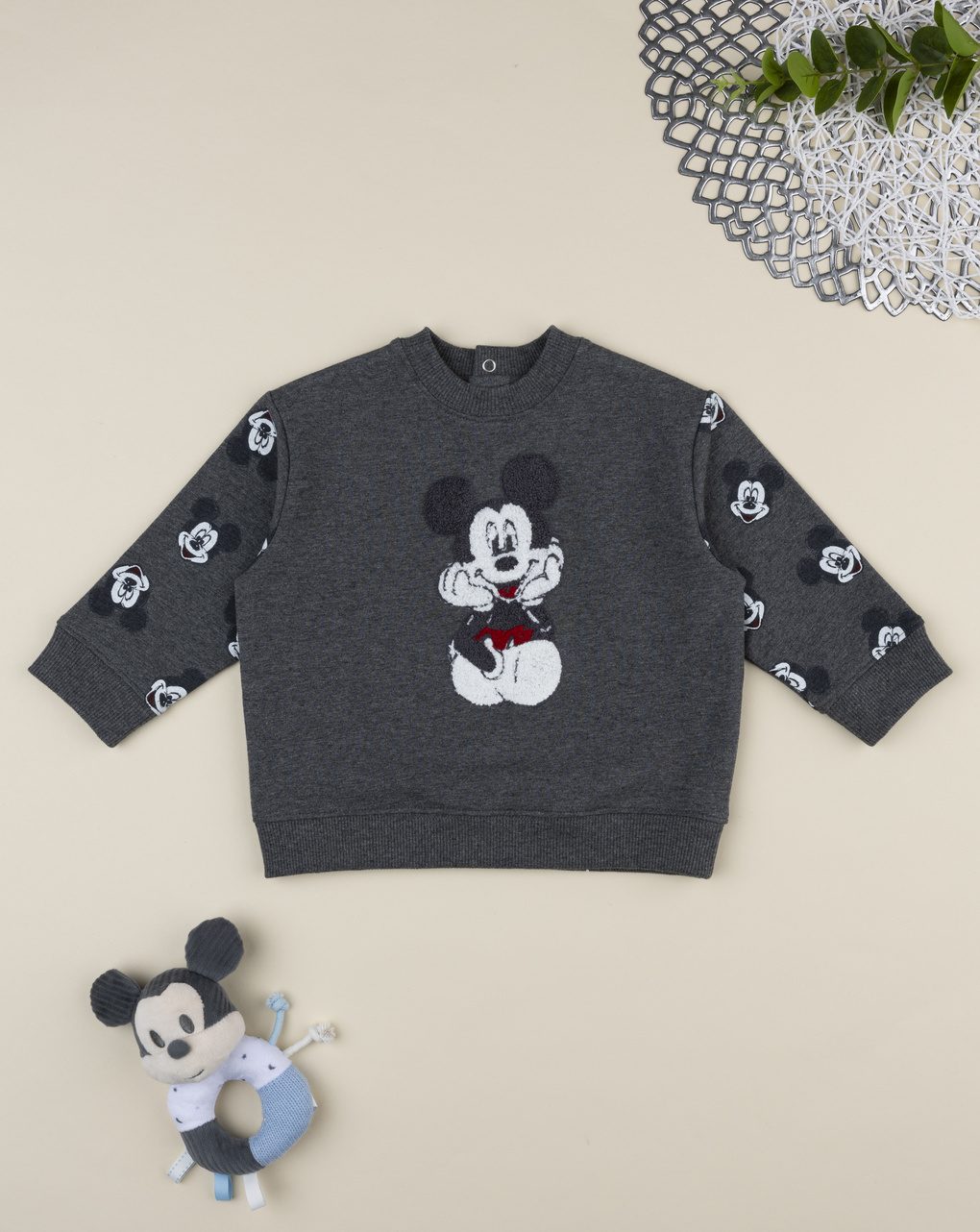 Felpa bimbo grigia mickey mouse