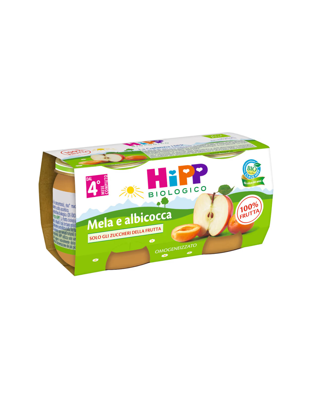 Omogeneizzato albicocca e mela 100% 2x80g - hipp