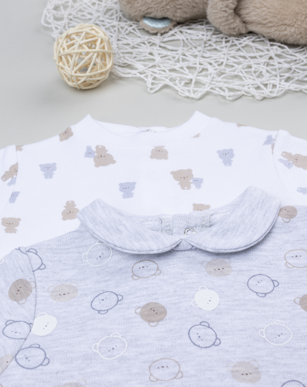 Pack 2 tutine interlock da neonato bianco/grigio