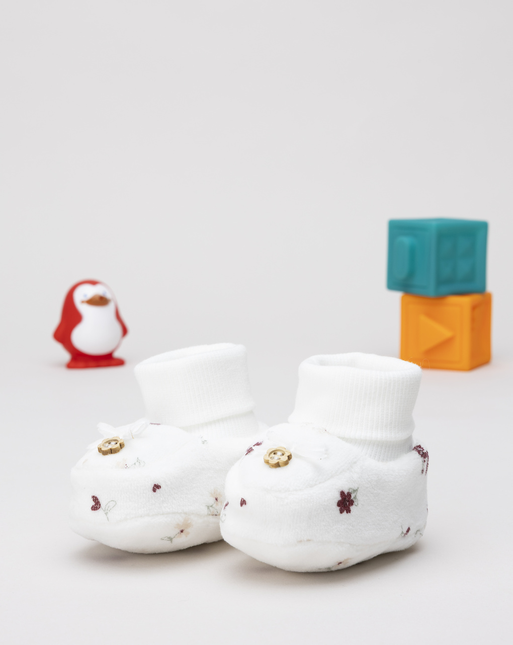 Babbucce neonata ciniglia fiorellini