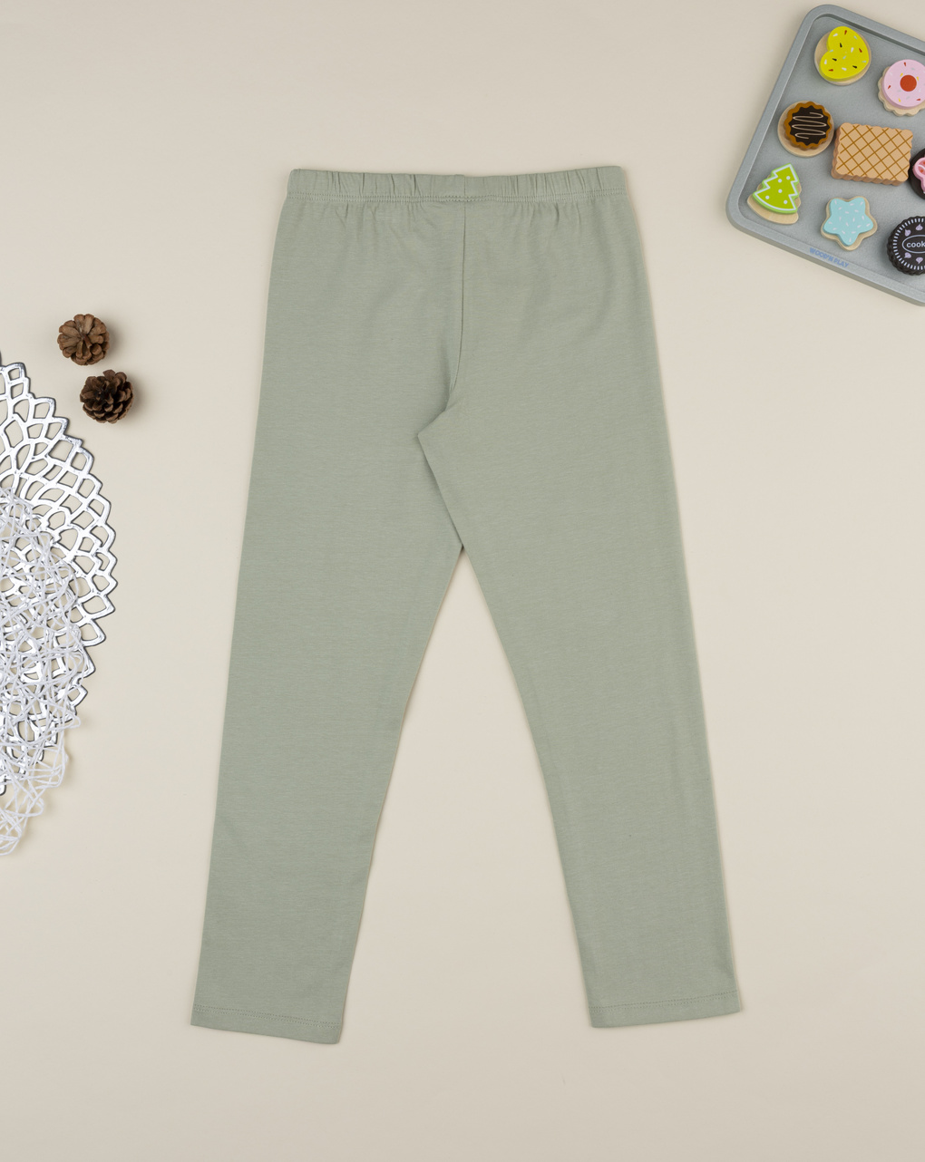 Legging bimba verde stampa fiori