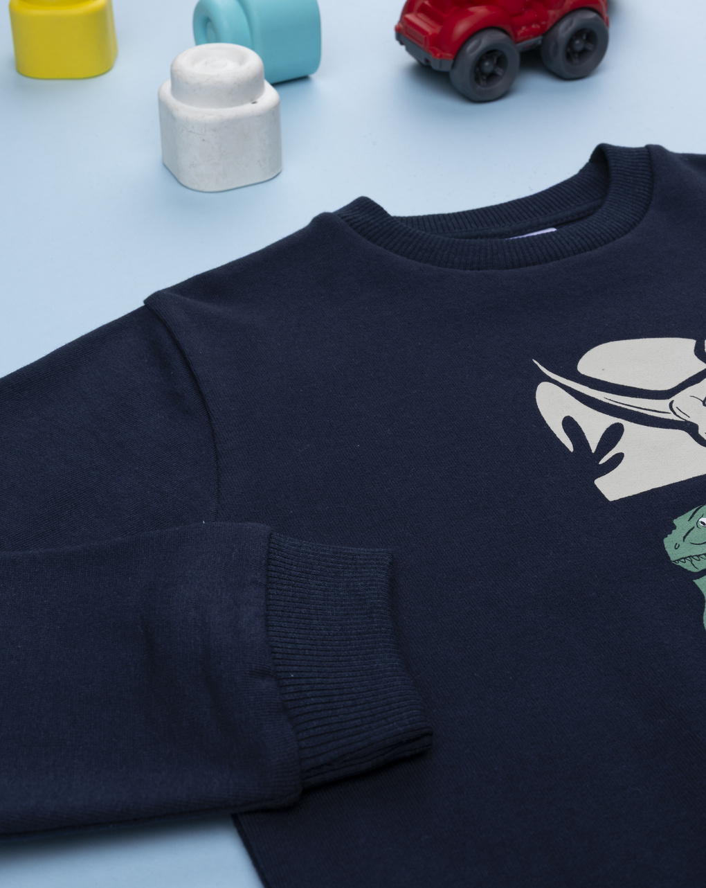 Felpa bimbo blu stampata "epic dinos"