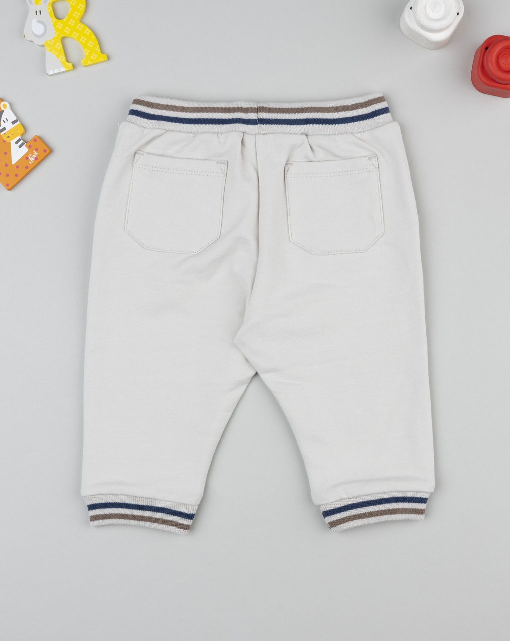 Pantalone felpato bimbo grigio patch orso