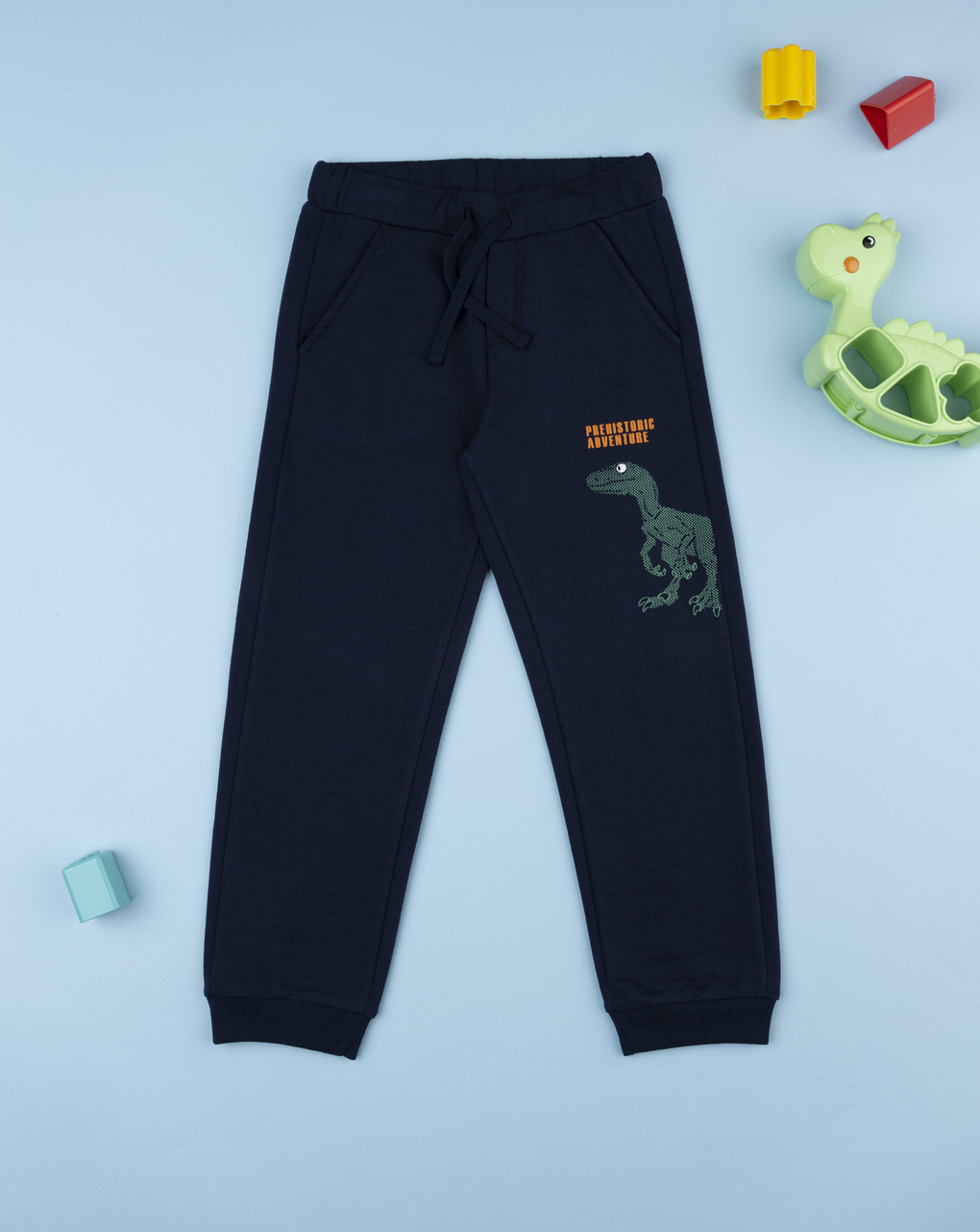 Pantalone bambino blu stampa in rilievo