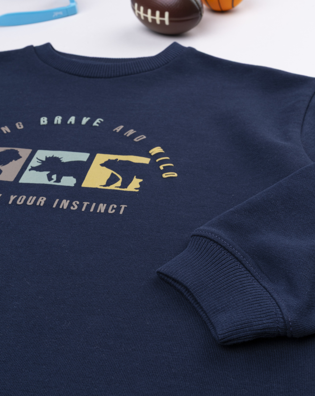 Felpa bimbo blu stampa dinosauri