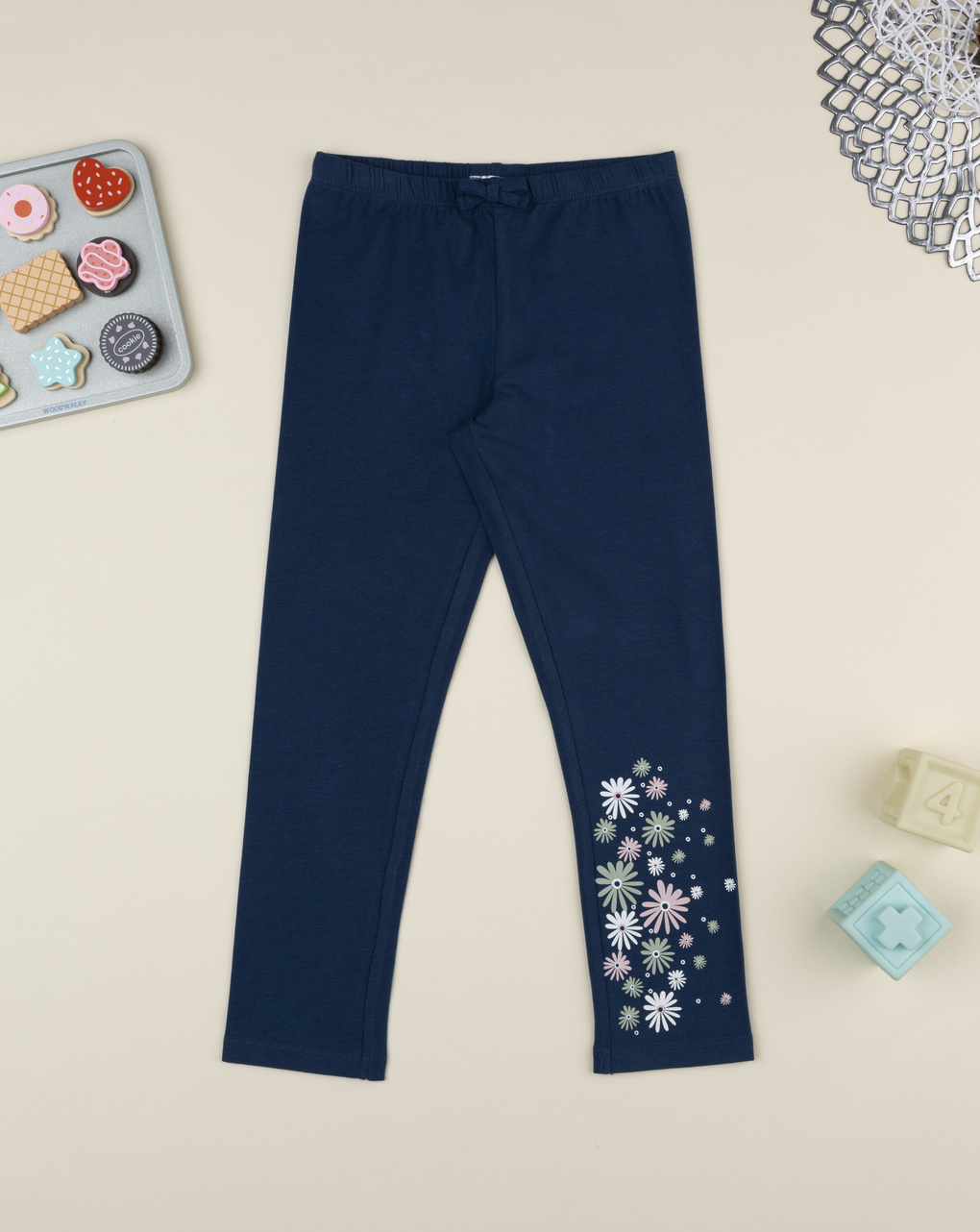 Legging bimba blu fiori