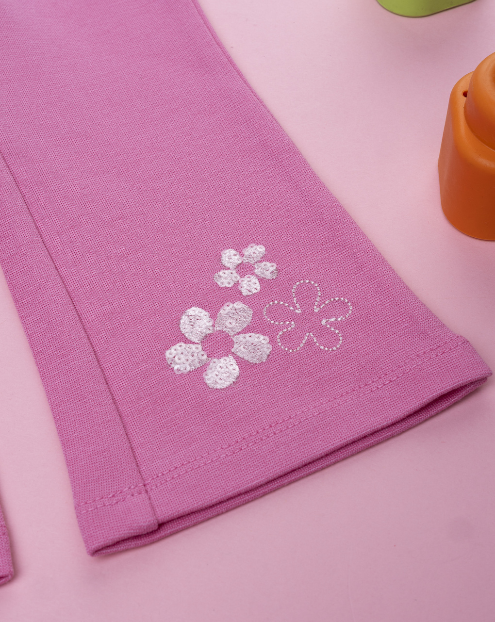 Legging zampa rosa bimba ricami fiori