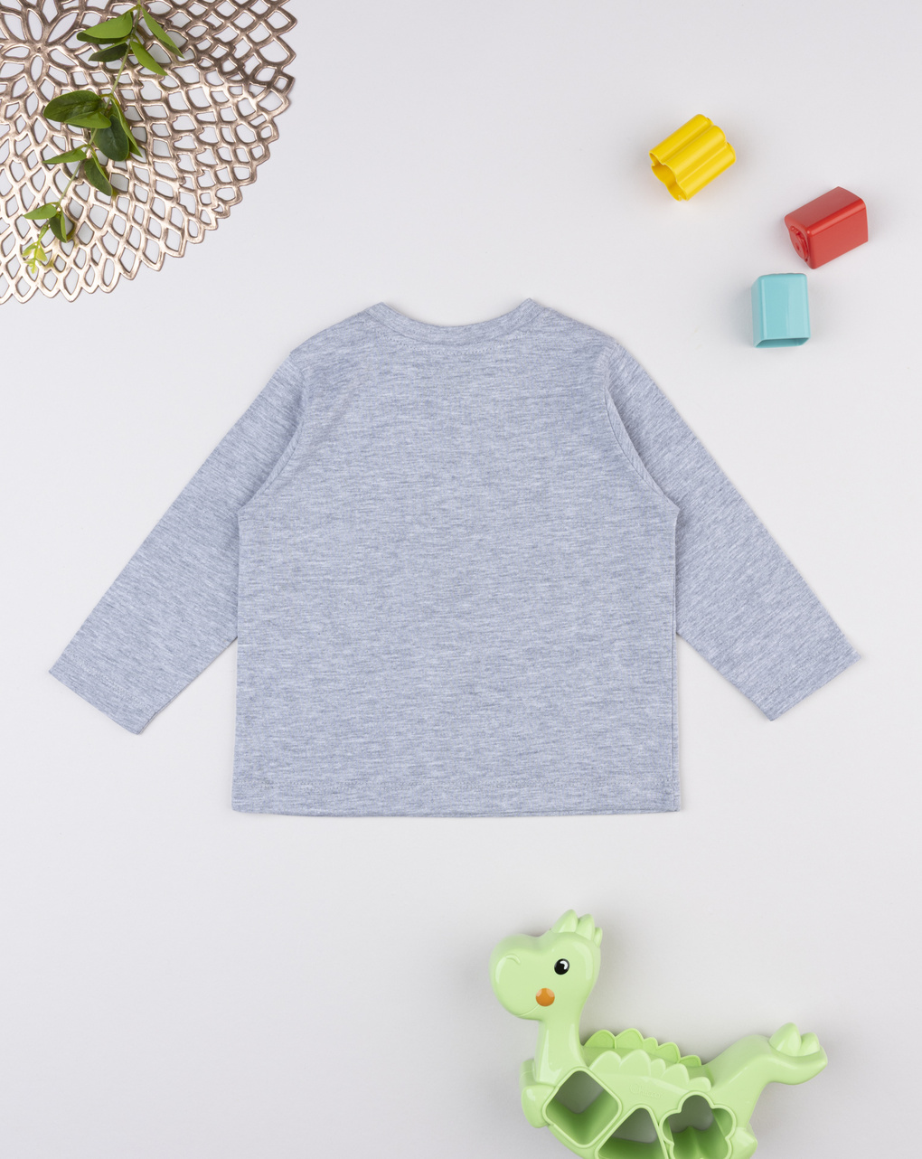 T-shirt bimbo grigia stampata dinosauri