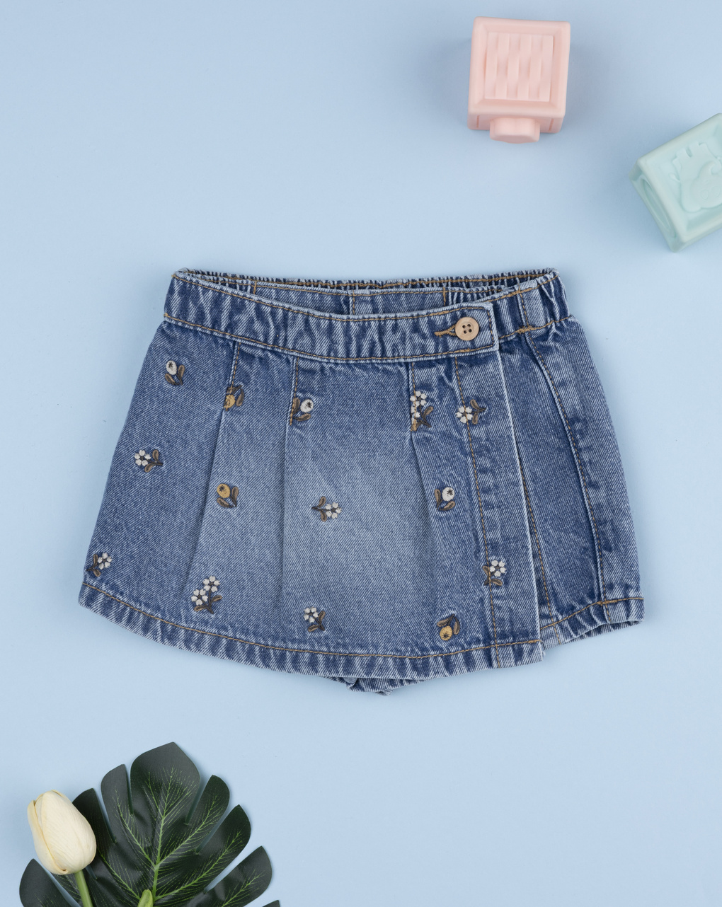 Gonna a pantalone denim bimba fiori