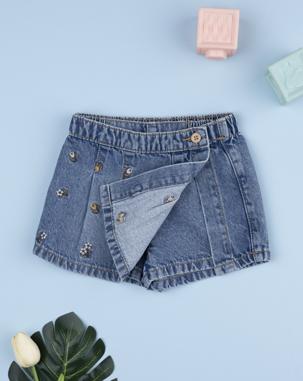 Gonna a pantalone denim bimba fiori