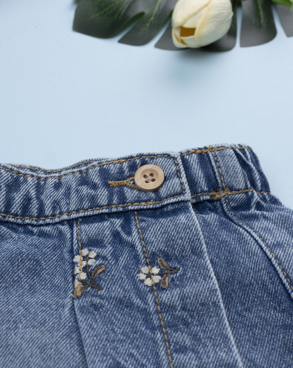 Gonna a pantalone denim bimba fiori