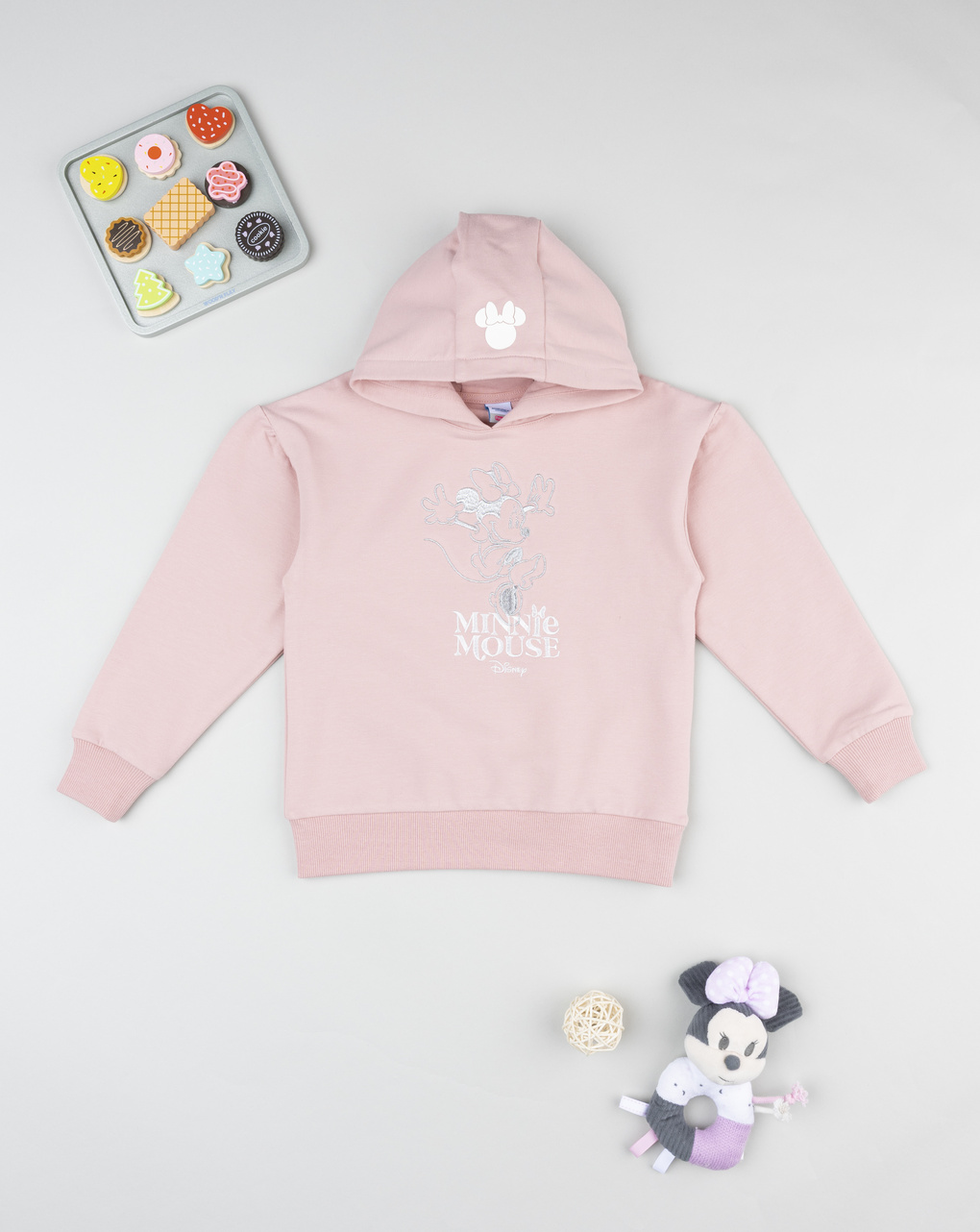 Felpa con cappuccio bambina rosa minnie