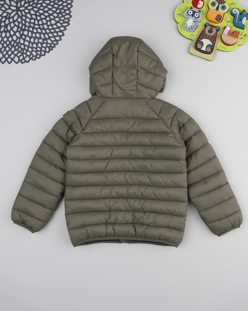 Giubbino bimbo verde scuro con cappuccio