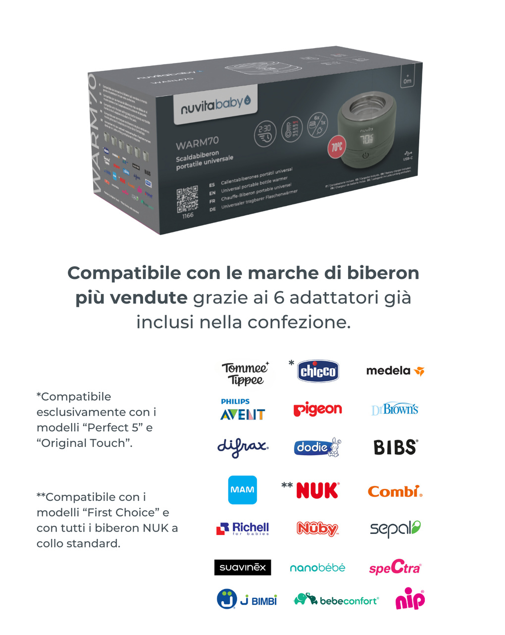 Scaldabiberon portatile universale warm70 - nuvita