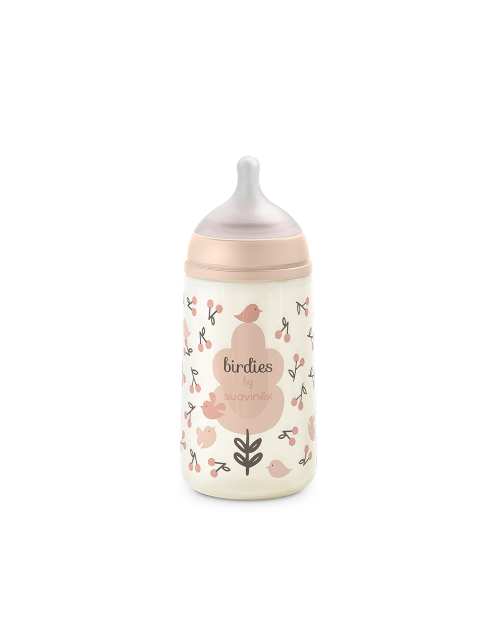 Biberon birdies 270ml sxpro flusso medio +0 mesi rosa - suavinex