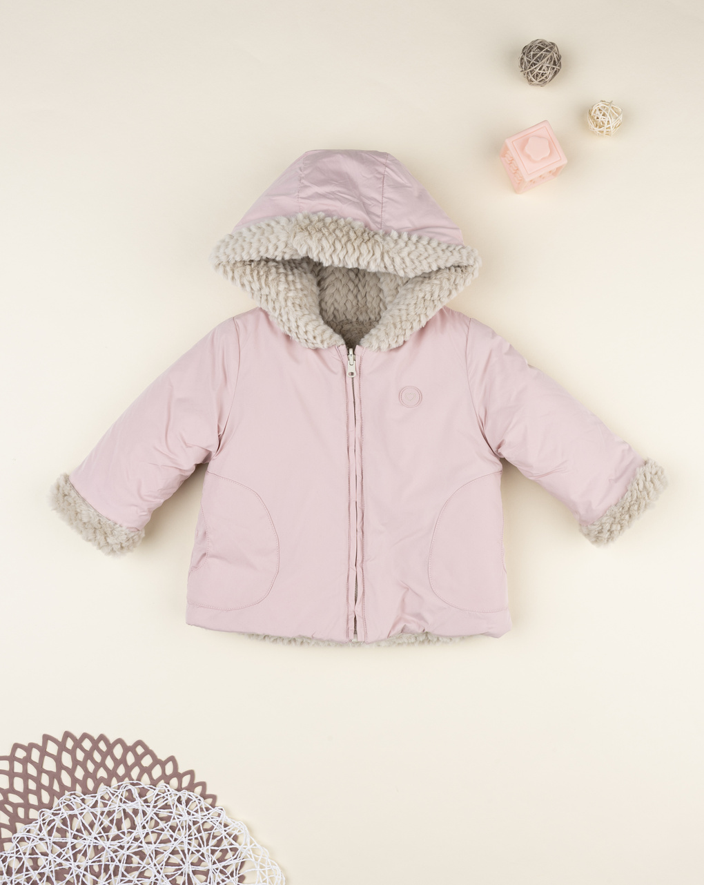 Giacca reversibile bimba rosa