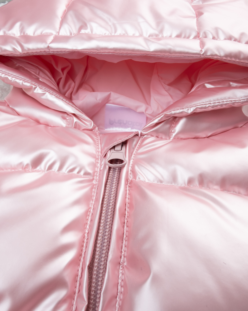 Gilet imbottito rosa bimba con cappuccio