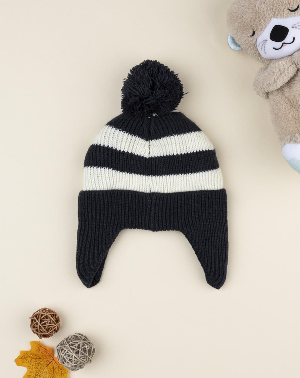 Cappello peruviano bimbo bianco/blu "orso"