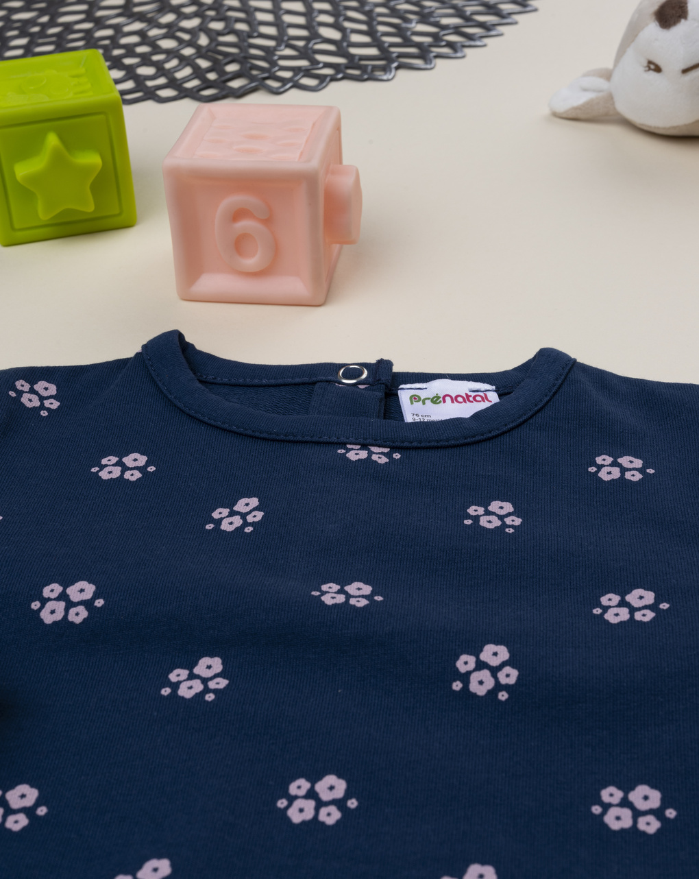 Felpa bimba blu stampa fiori rosa