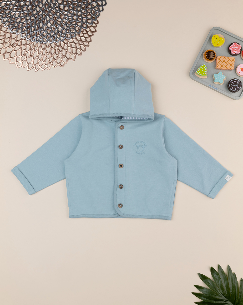 Felpa bimbo azzurra con cappuccio