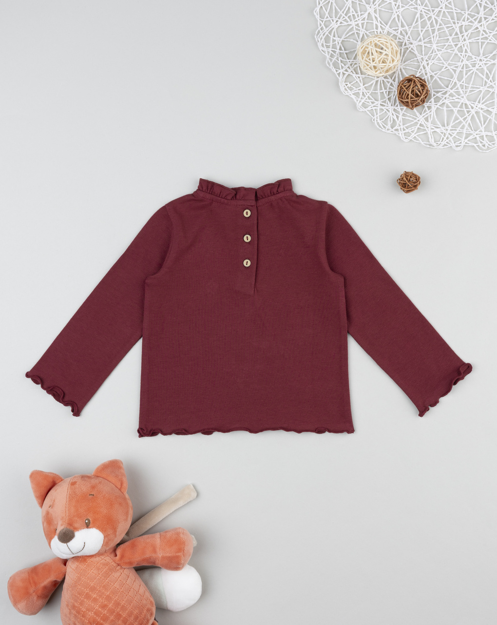 T-shirt bimba bordeaux stampa orsetto