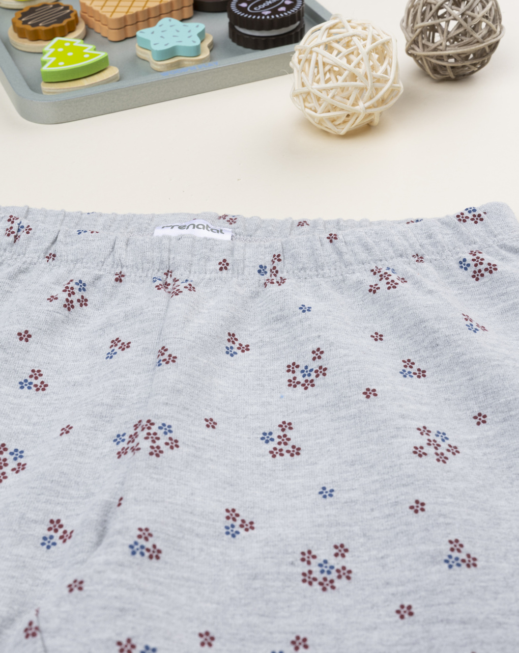 Legging bambina grigio micro-fiori allover