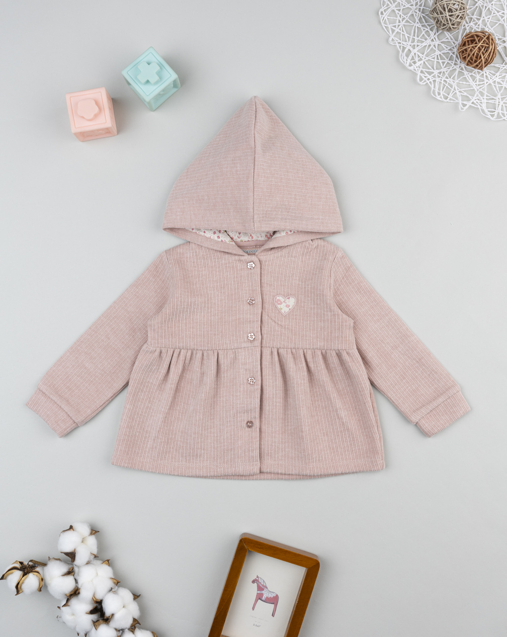 Cardigan con cappuccio bimba rosa coste