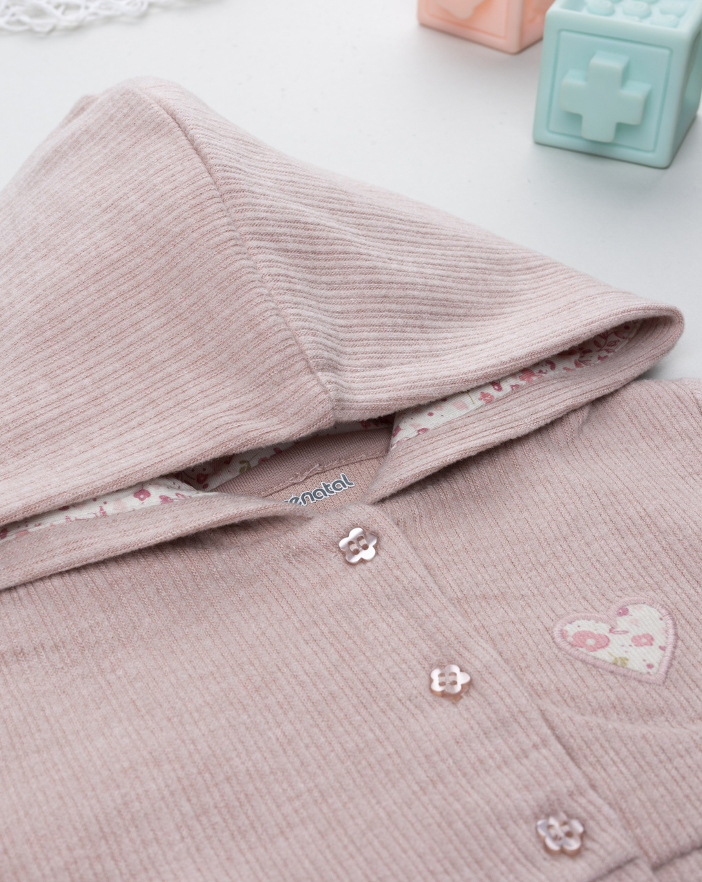 Cardigan con cappuccio bimba rosa coste