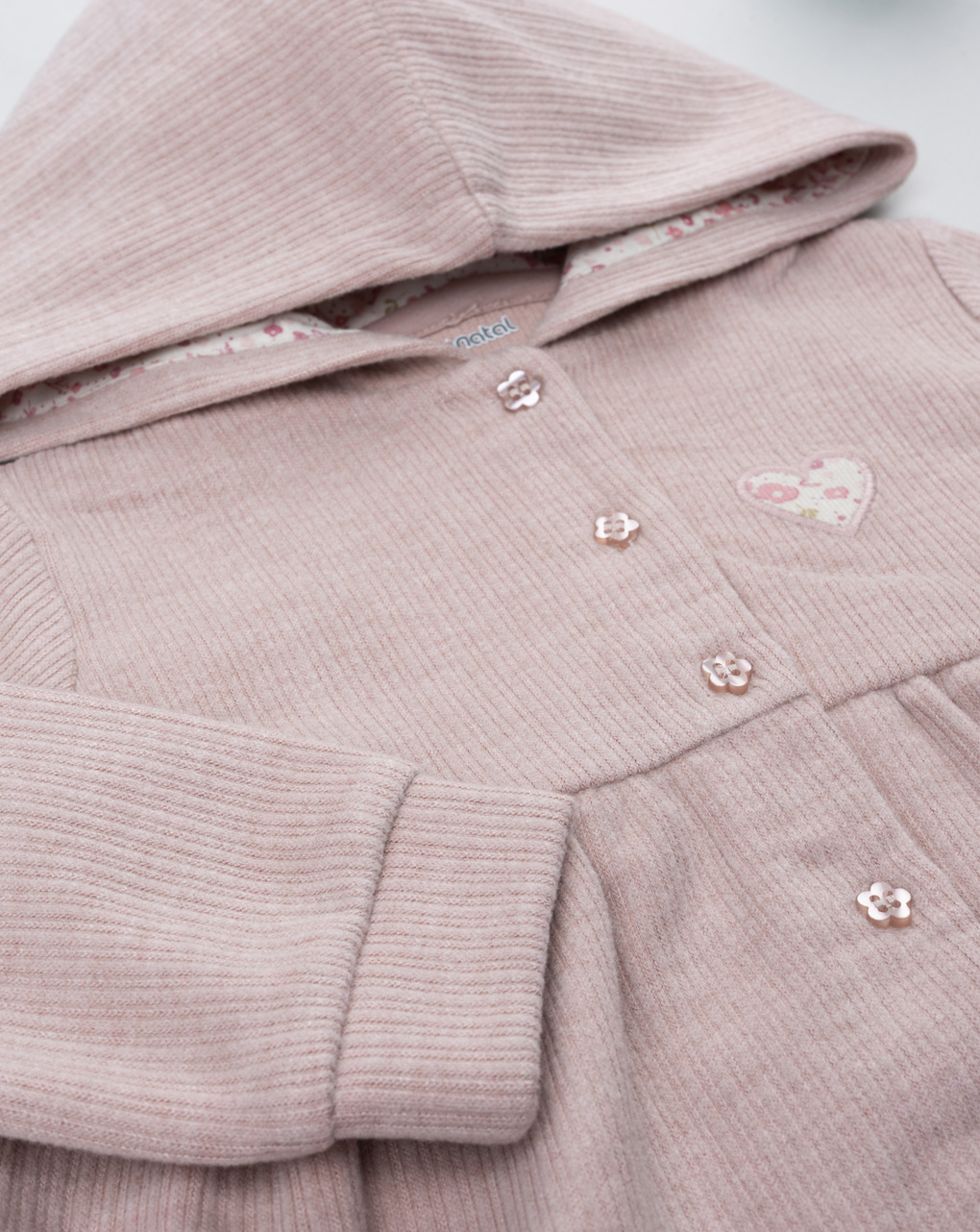 Cardigan con cappuccio bimba rosa coste