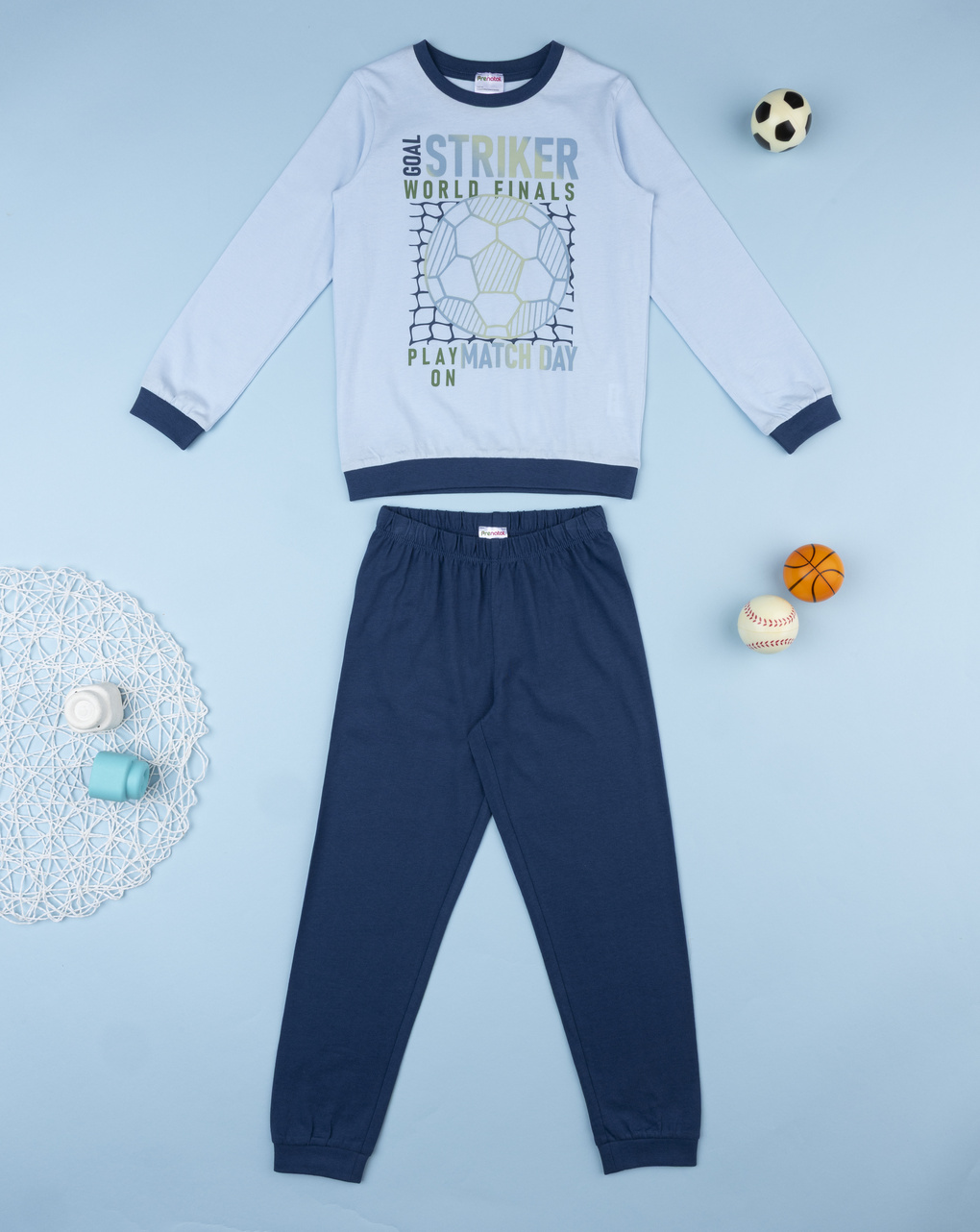 Pigiama bambinoo 2 pezzi blu/grigio soccer