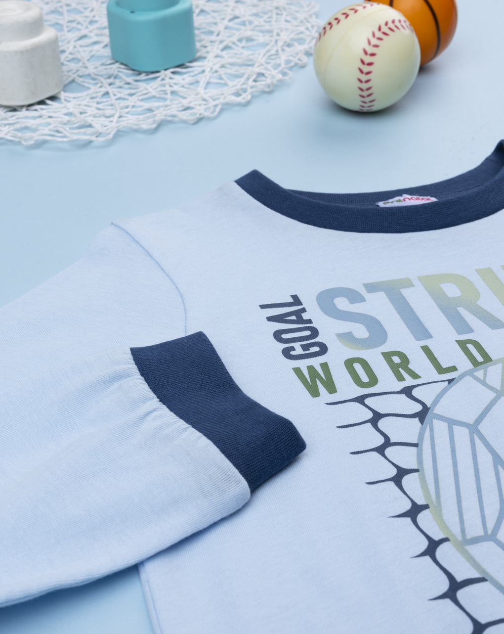 Pigiama bambinoo 2 pezzi blu/grigio soccer