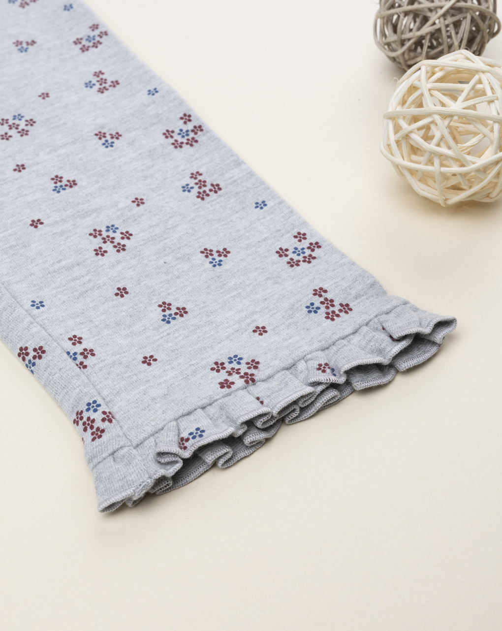 Legging bambina grigio micro-fiori allover