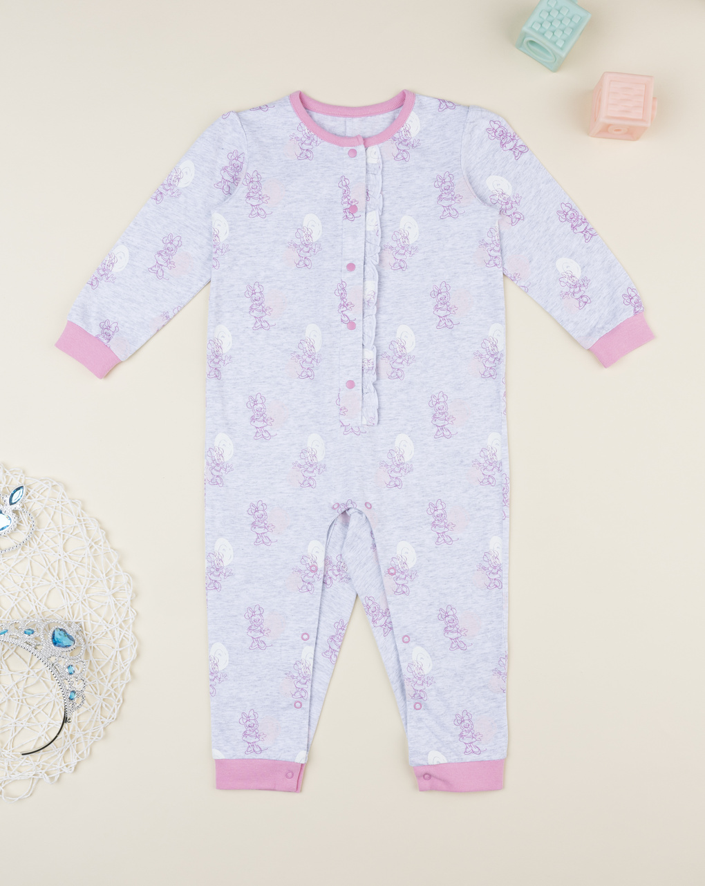 Pigiama bimba minnie grigio/rosa