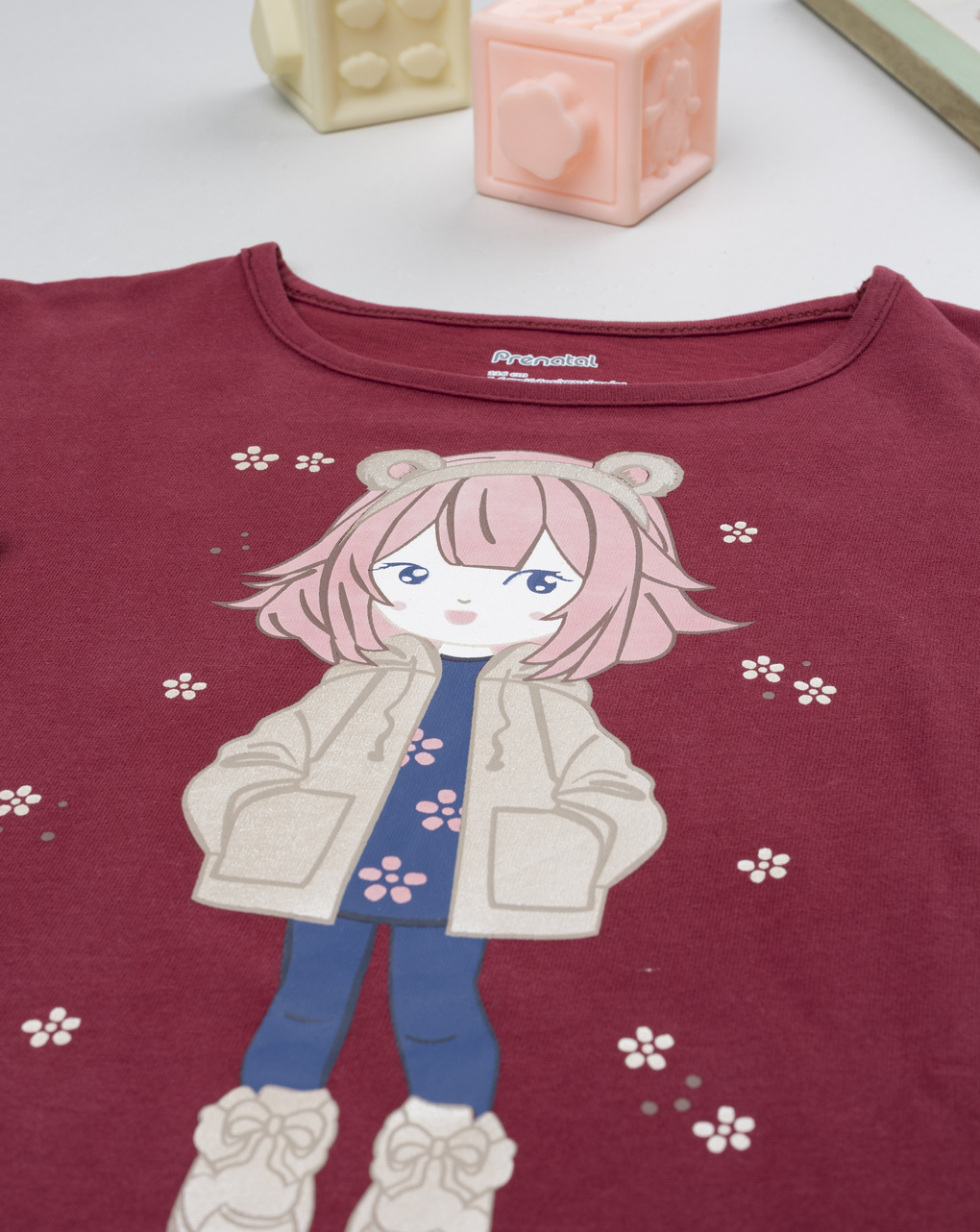 T-shirt bimba bordeaux stampa