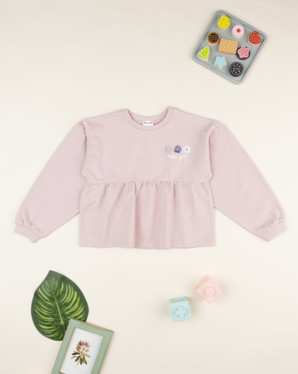 Felpa bimba rosa stampa margherite