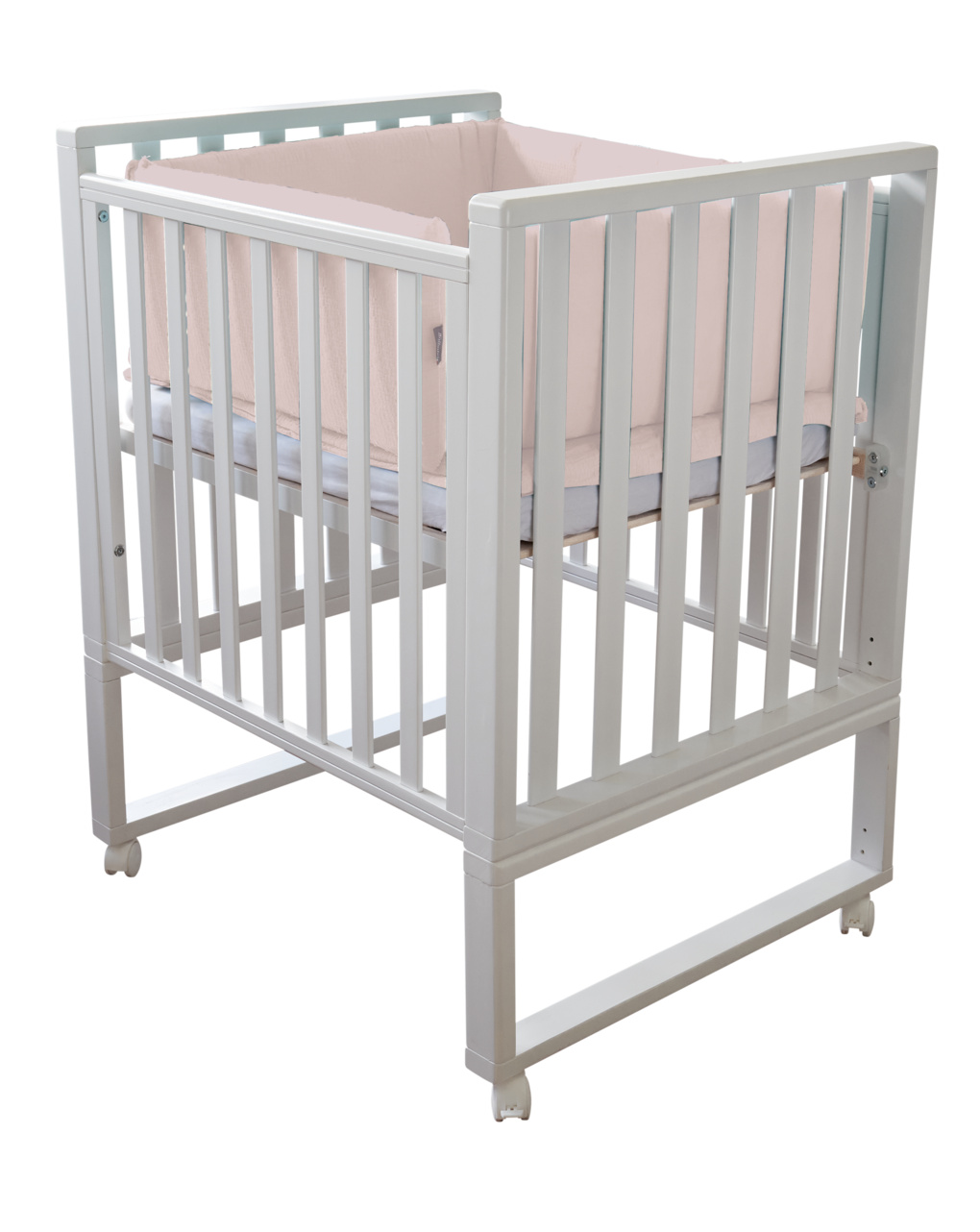 Letto infinito bianco con tessili muslin rosa petalo - italbaby