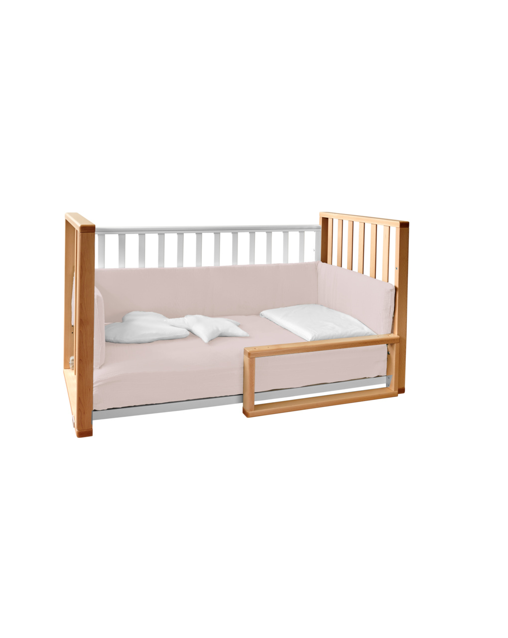 Letto infinito naturale con tessili muslin rosa petalo - italbaby