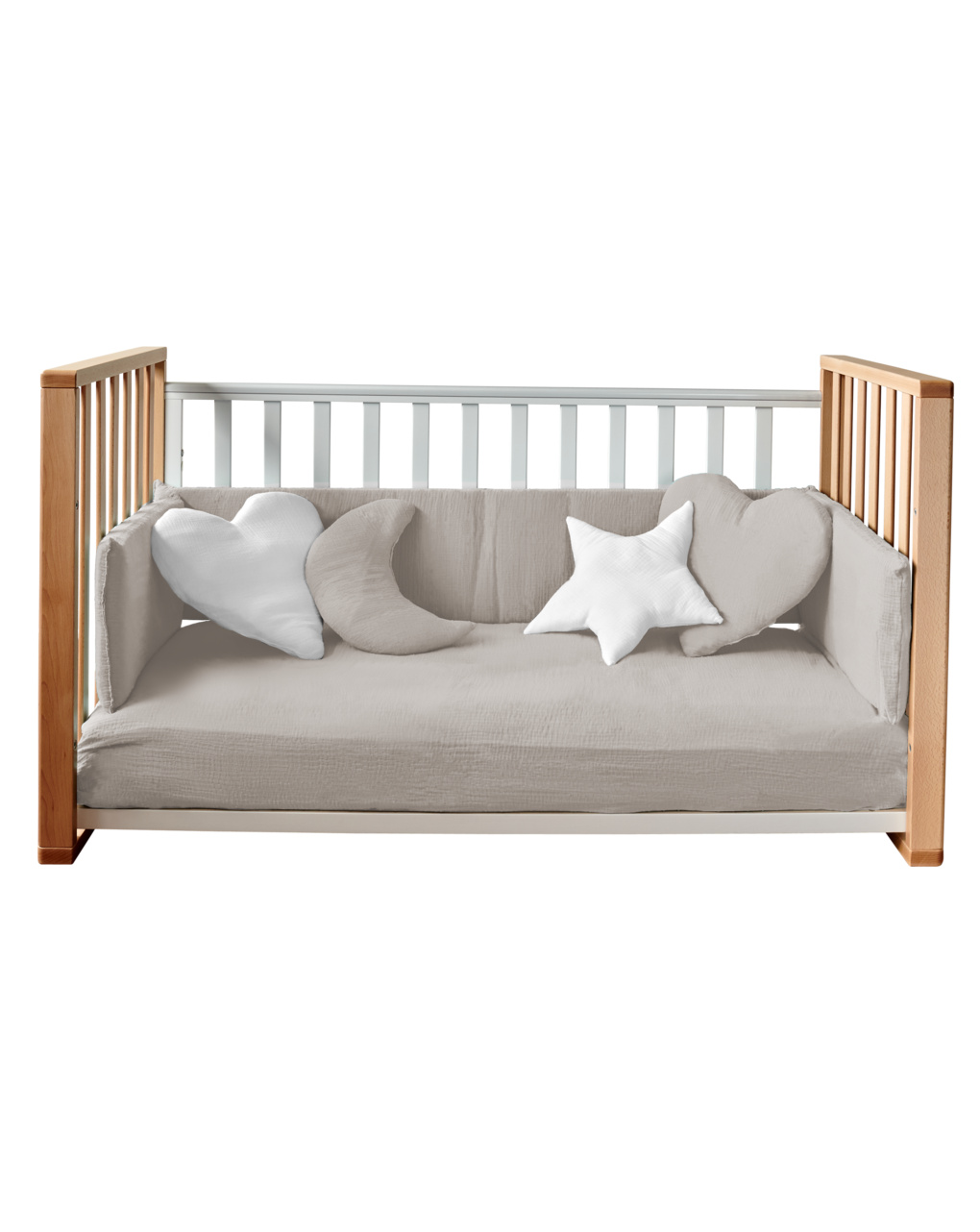 Letto infinito naturale-bianco c/tessile muslin sabbia- italbaby