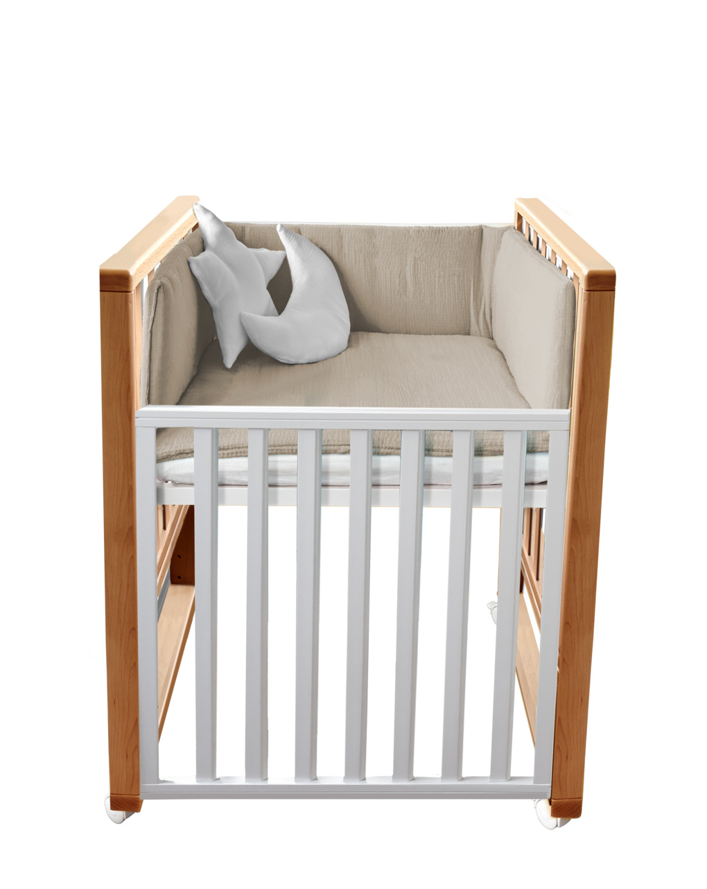 Letto infinito naturale-bianco c/tessile muslin sabbia- italbaby