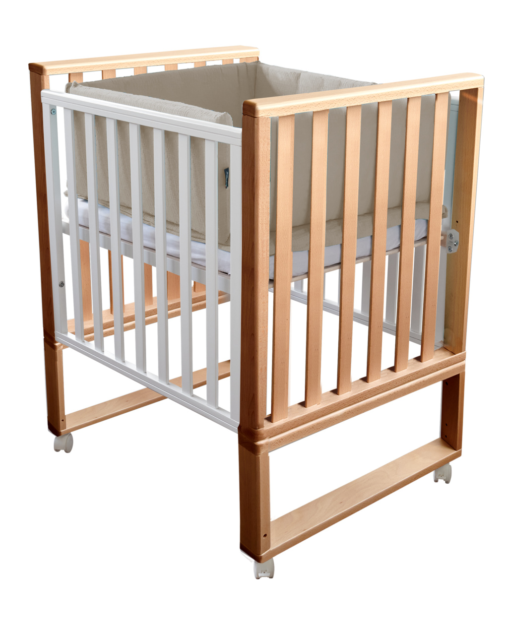 Letto infinito naturale-bianco c/tessile muslin sabbia- italbaby